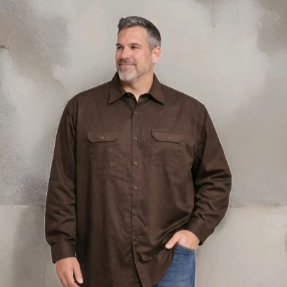YARD WEAR Premium Goods Brown Button-Up Shirt – Men’s Size 4X -Big & Tall